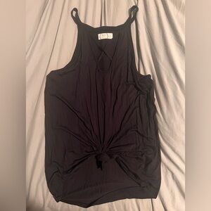 Elegant Black Knot-Front Tank Top